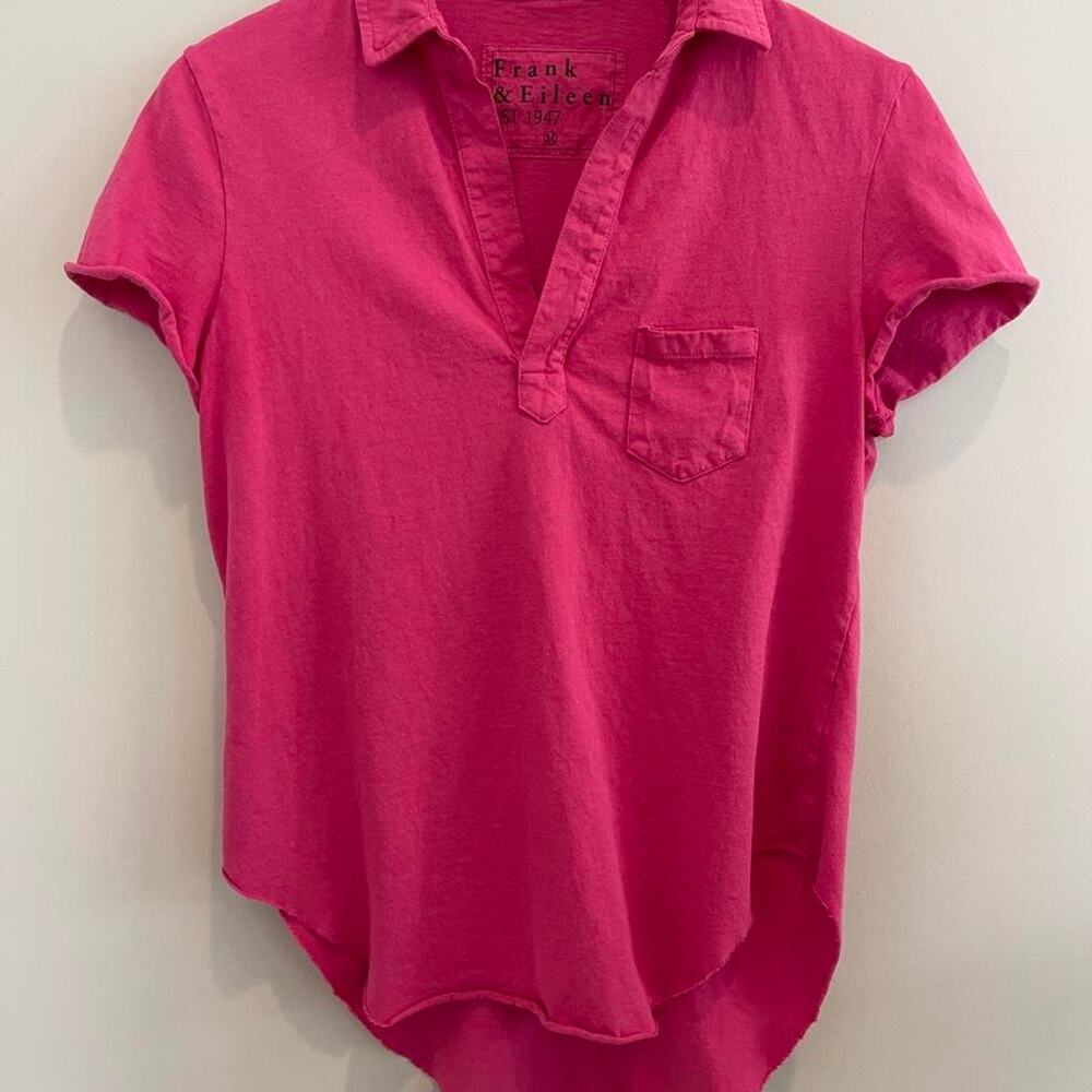Frank & Eileen Short Sleeve Polo Shirt Hot Pink Medium 100% Cotton
